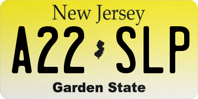 NJ license plate A22SLP