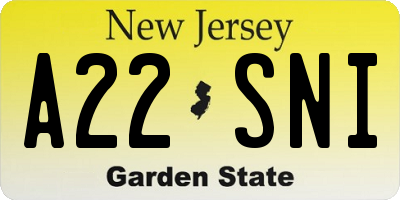 NJ license plate A22SNI
