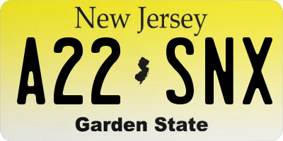 NJ license plate A22SNX