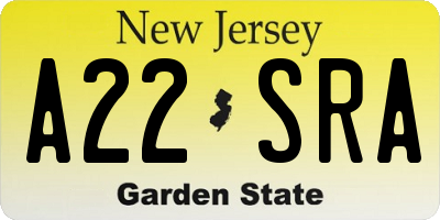 NJ license plate A22SRA