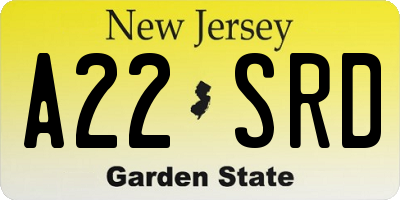 NJ license plate A22SRD