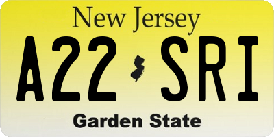 NJ license plate A22SRI
