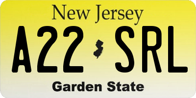 NJ license plate A22SRL