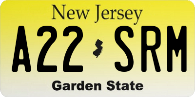 NJ license plate A22SRM