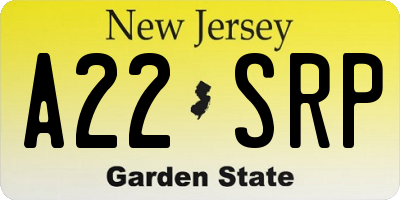 NJ license plate A22SRP