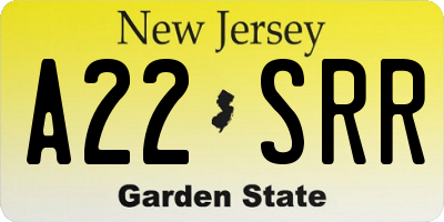 NJ license plate A22SRR