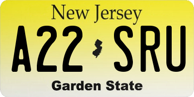 NJ license plate A22SRU