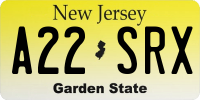 NJ license plate A22SRX