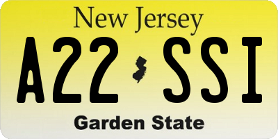 NJ license plate A22SSI