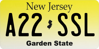 NJ license plate A22SSL