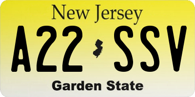 NJ license plate A22SSV