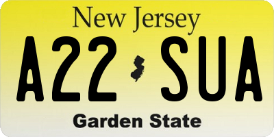 NJ license plate A22SUA