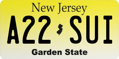 NJ license plate A22SUI