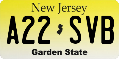 NJ license plate A22SVB