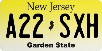 NJ license plate A22SXH