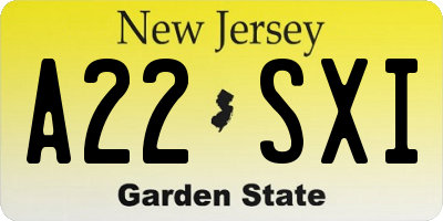 NJ license plate A22SXI