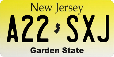 NJ license plate A22SXJ