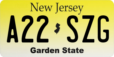 NJ license plate A22SZG