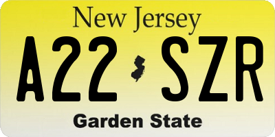 NJ license plate A22SZR