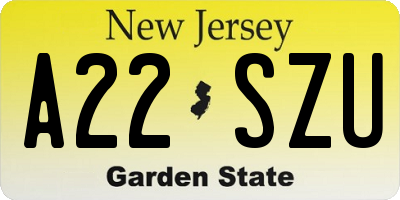 NJ license plate A22SZU