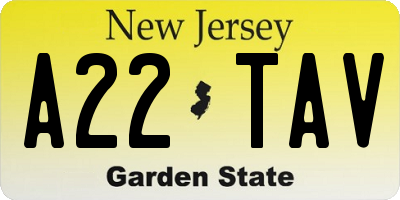NJ license plate A22TAV