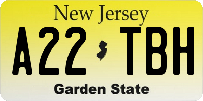NJ license plate A22TBH