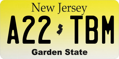 NJ license plate A22TBM