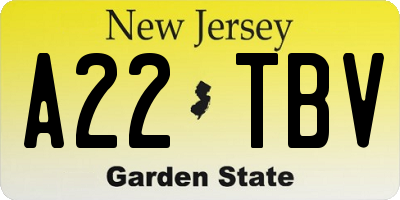NJ license plate A22TBV