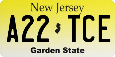 NJ license plate A22TCE