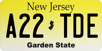 NJ license plate A22TDE
