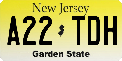 NJ license plate A22TDH