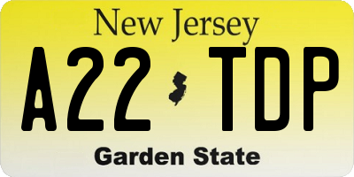 NJ license plate A22TDP