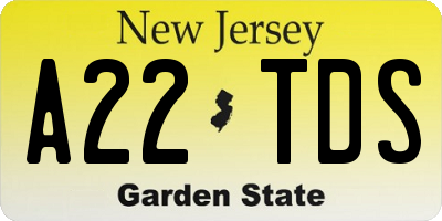NJ license plate A22TDS