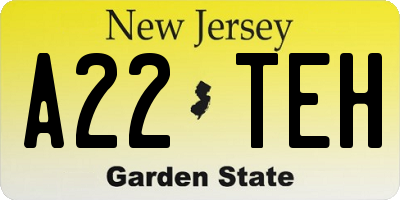 NJ license plate A22TEH