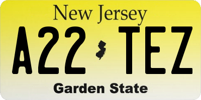 NJ license plate A22TEZ