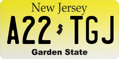 NJ license plate A22TGJ