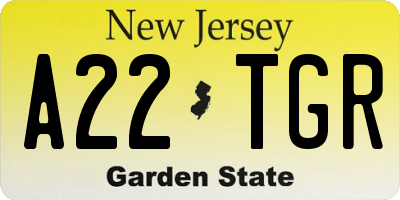 NJ license plate A22TGR