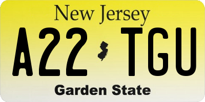 NJ license plate A22TGU