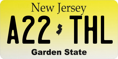 NJ license plate A22THL