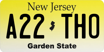 NJ license plate A22THO