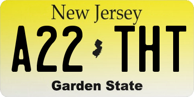 NJ license plate A22THT