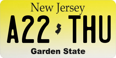 NJ license plate A22THU