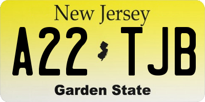 NJ license plate A22TJB