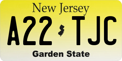 NJ license plate A22TJC