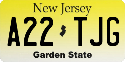 NJ license plate A22TJG
