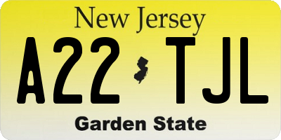 NJ license plate A22TJL