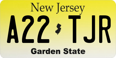 NJ license plate A22TJR