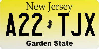 NJ license plate A22TJX