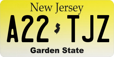 NJ license plate A22TJZ