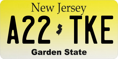 NJ license plate A22TKE